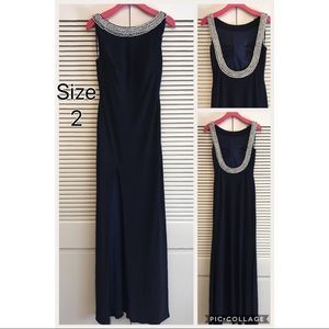 La Femme Navy Evening Gown